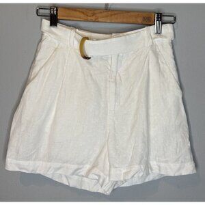 Other Stories Linen White Shorts 0 XS Belted Classic